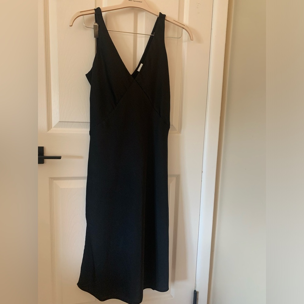Black midi slip dress